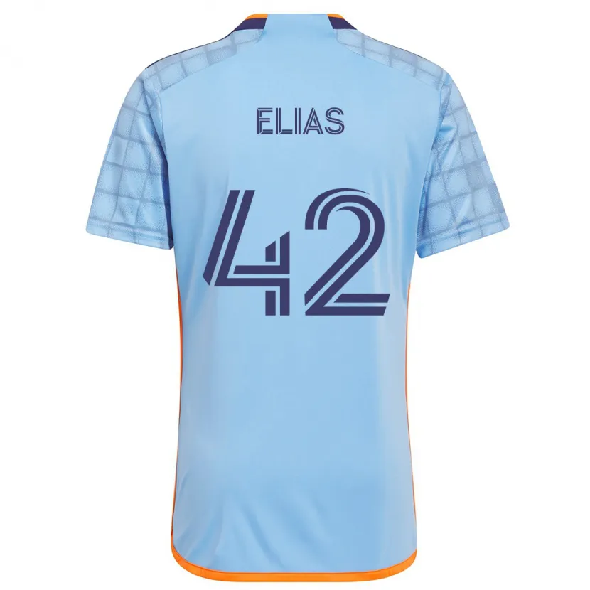 Danxen Enfant Maillot Piero Elias #42 Bleu Orange Tenues Domicile 2024/25 T-Shirt