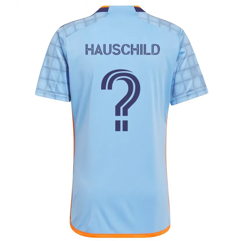 Danxen Enfant Maillot Alexander Hauschild #0 Bleu Orange Tenues Domicile 2024/25 T-Shirt