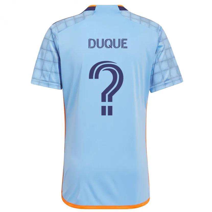 Danxen Enfant Maillot David Duque #0 Bleu Orange Tenues Domicile 2024/25 T-Shirt