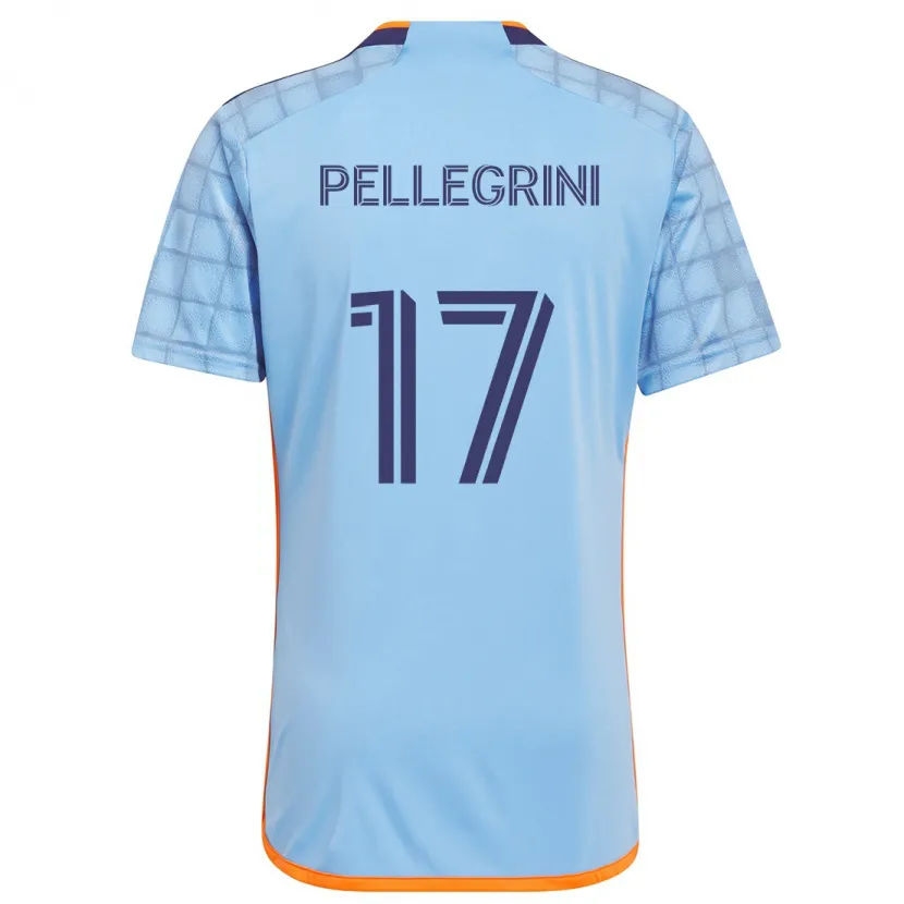 Danxen Enfant Maillot Matías Pellegrini #17 Bleu Orange Tenues Domicile 2024/25 T-Shirt