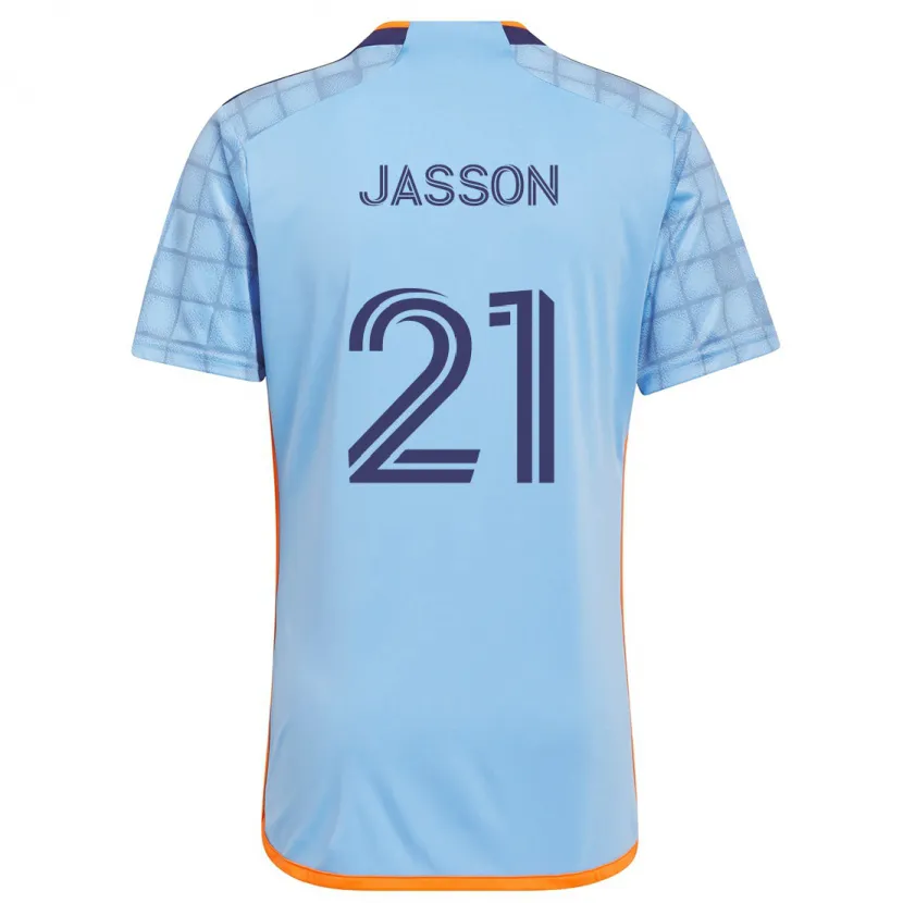 Danxen Enfant Maillot Andres Jasson #21 Bleu Orange Tenues Domicile 2024/25 T-Shirt