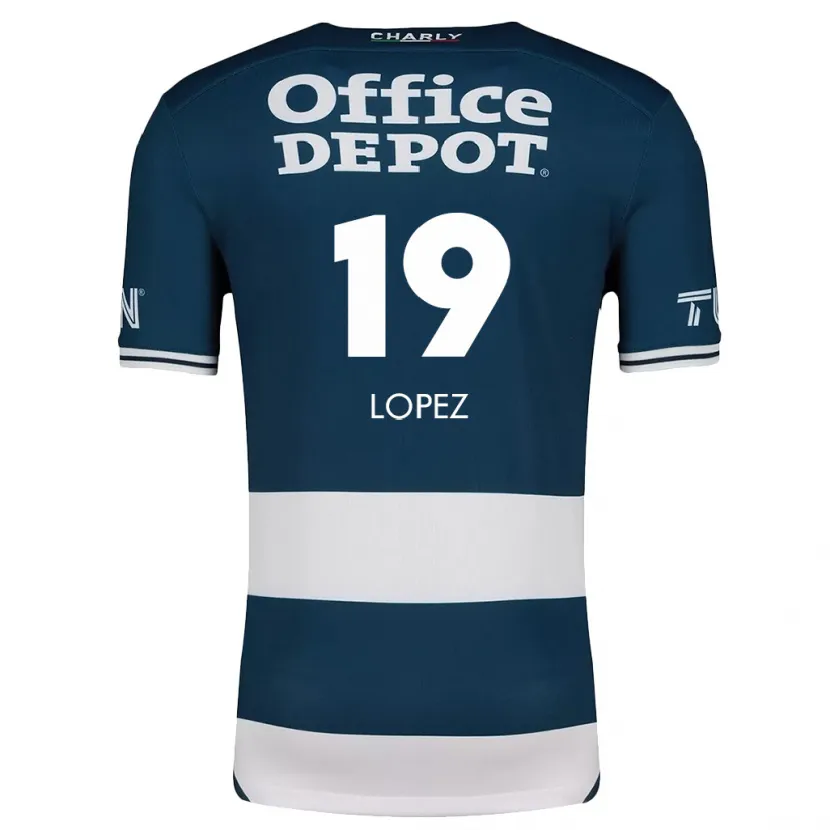 Danxen Enfant Maillot Javier Eduardo López #19 Bleu Blanc Tenues Domicile 2024/25 T-Shirt