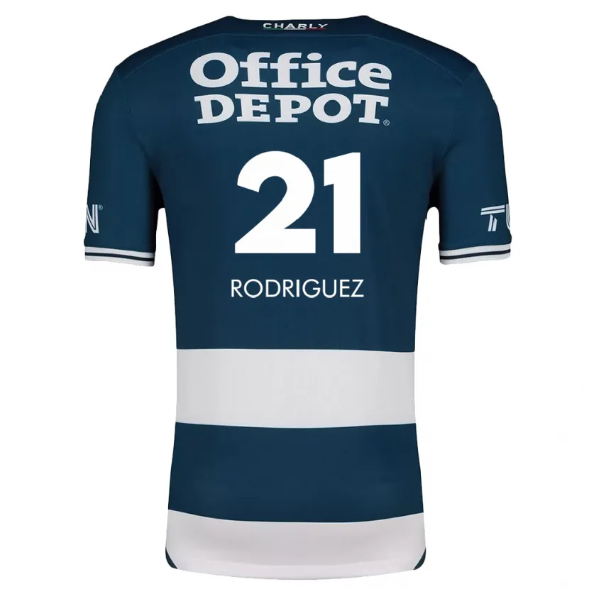 Danxen Enfant Maillot Valentín Rodríguez #21 Bleu Blanc Tenues Domicile 2024/25 T-Shirt