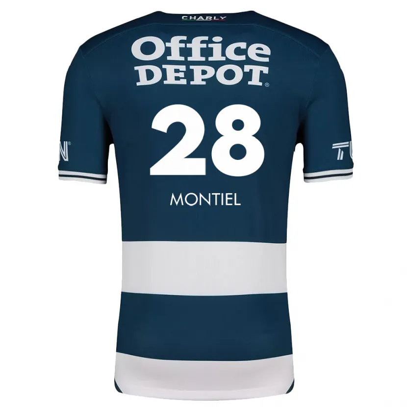 Danxen Enfant Maillot Elías Montiel #28 Bleu Blanc Tenues Domicile 2024/25 T-Shirt