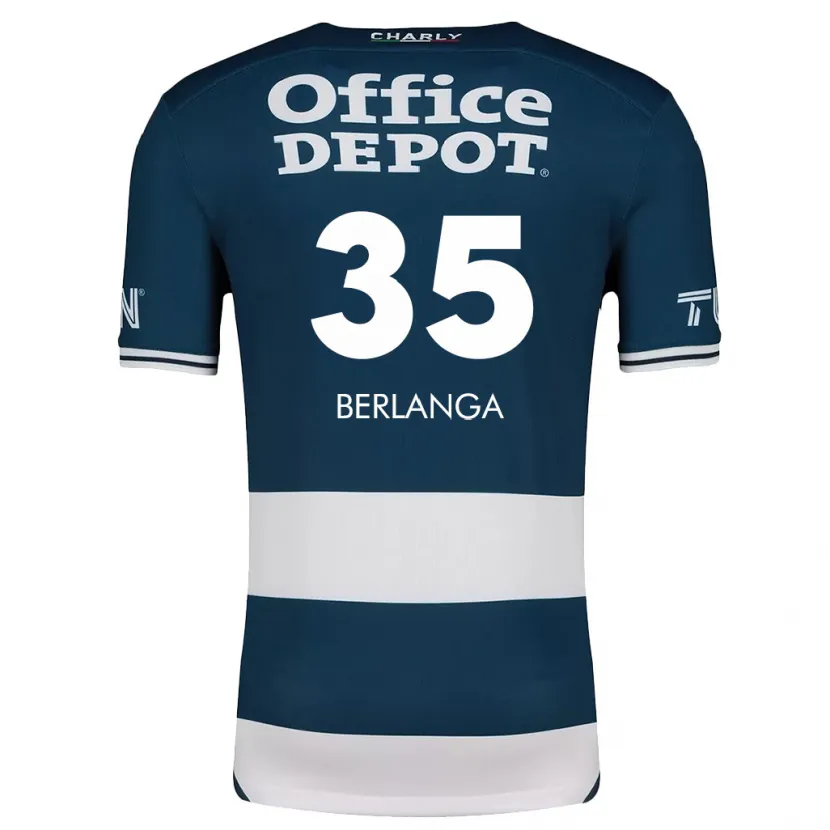 Danxen Enfant Maillot Jorge Berlanga #35 Bleu Blanc Tenues Domicile 2024/25 T-Shirt