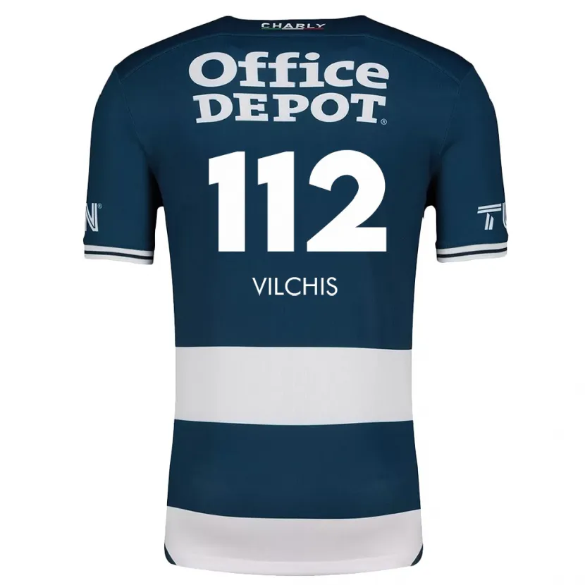 Danxen Enfant Maillot Leonardo Vílchis #112 Bleu Blanc Tenues Domicile 2024/25 T-Shirt