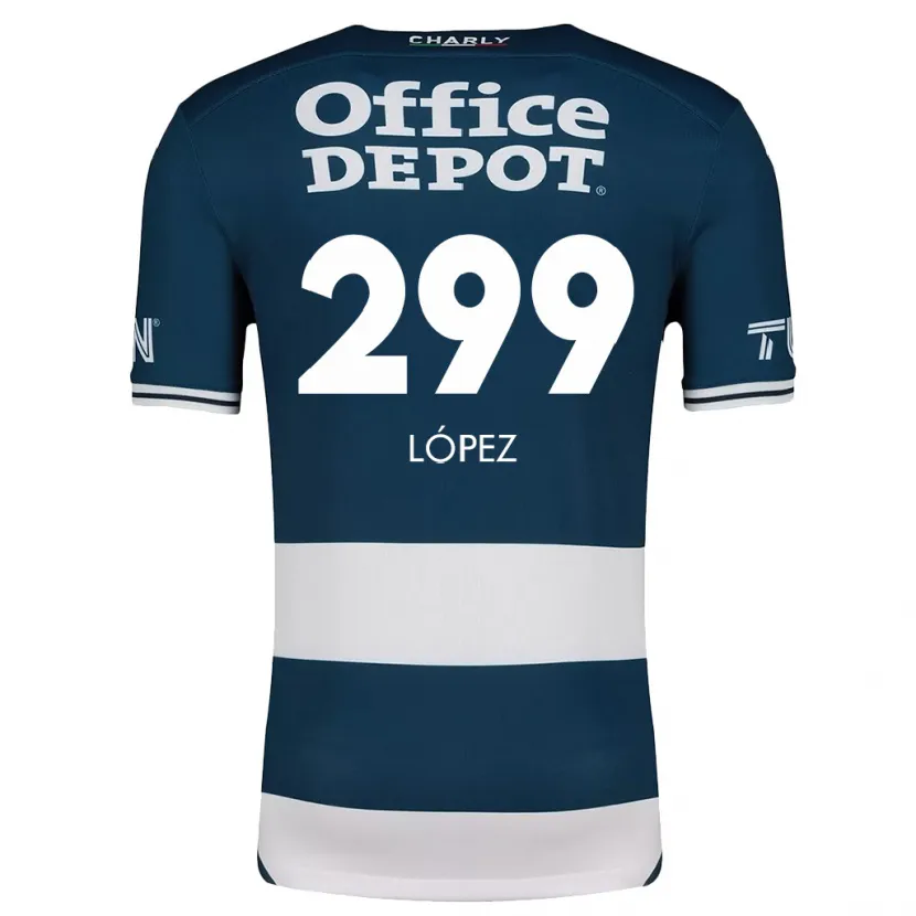 Danxen Enfant Maillot Santiago López #299 Bleu Blanc Tenues Domicile 2024/25 T-Shirt