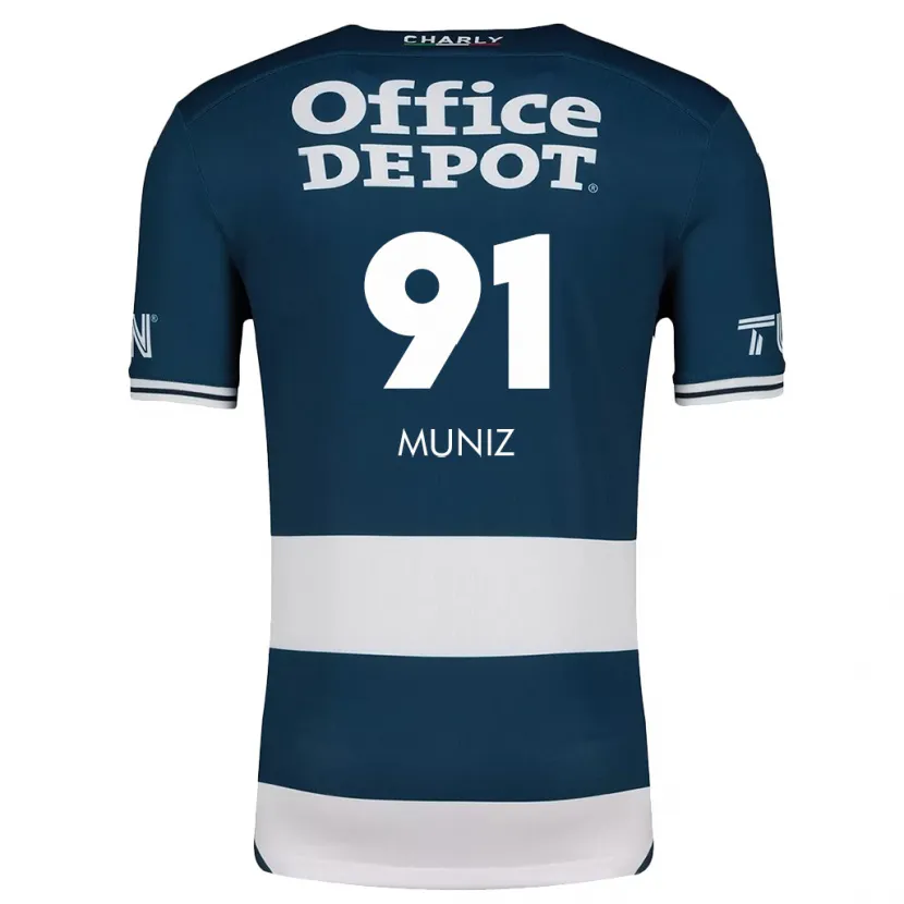 Danxen Enfant Maillot Brandon Muñiz #91 Bleu Blanc Tenues Domicile 2024/25 T-Shirt