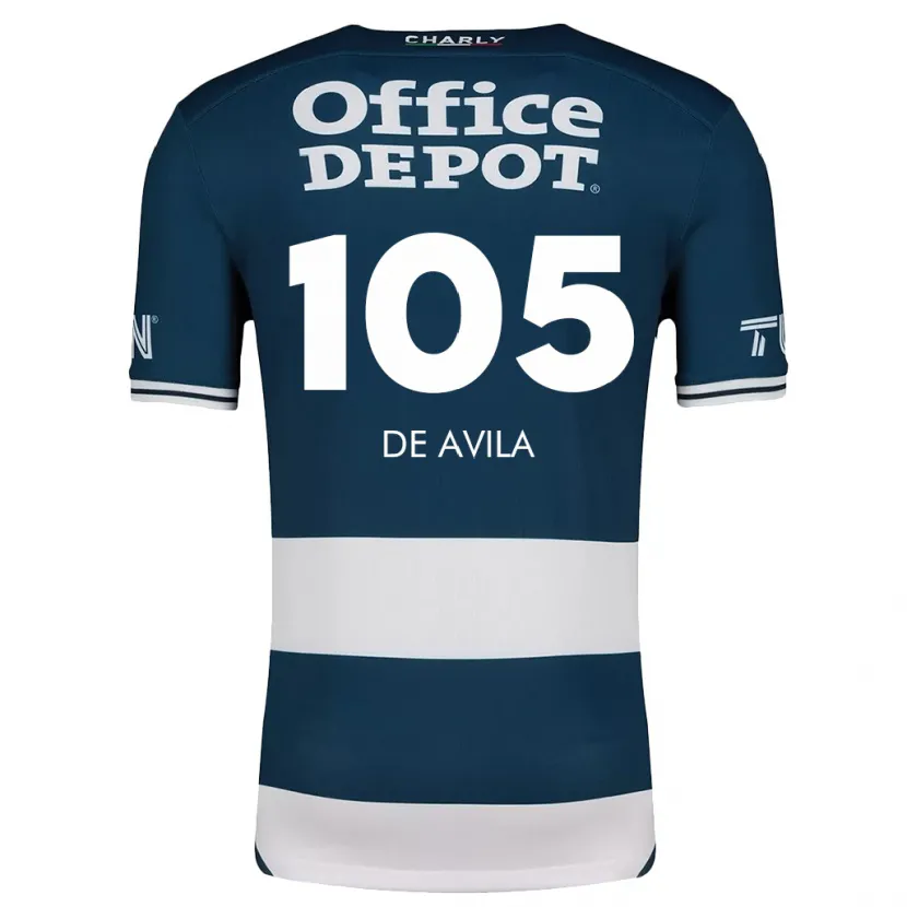 Danxen Enfant Maillot José De Ávila #105 Bleu Blanc Tenues Domicile 2024/25 T-Shirt