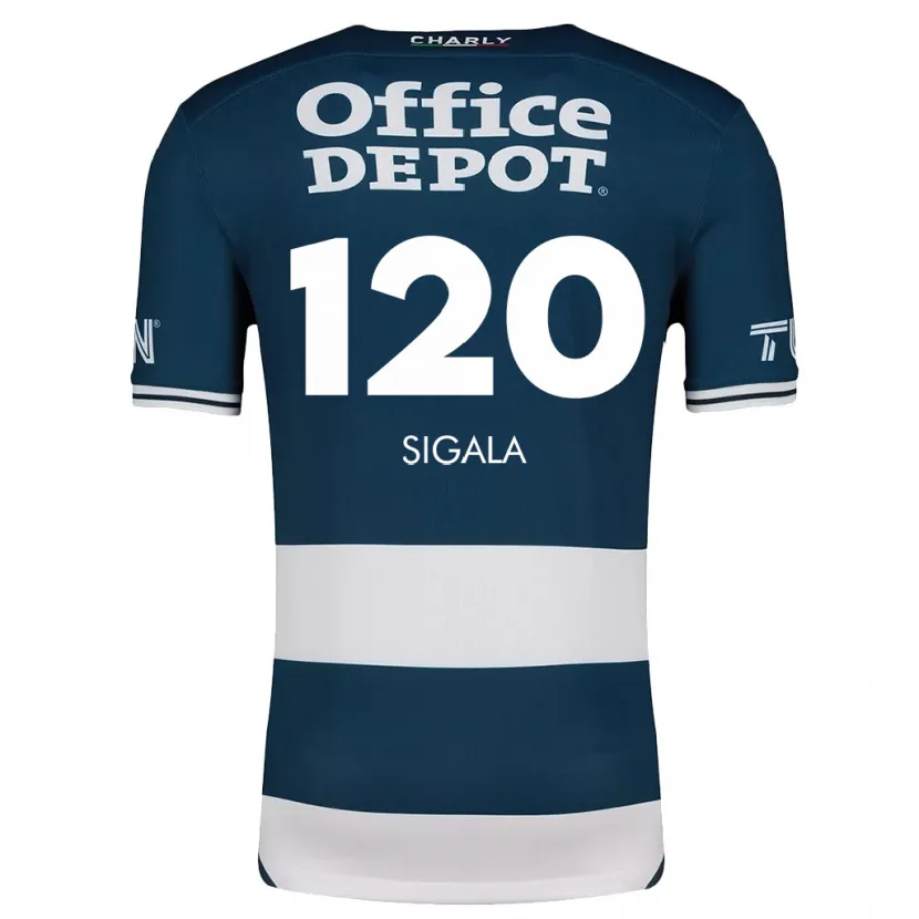 Danxen Enfant Maillot Juan Sigala #120 Bleu Blanc Tenues Domicile 2024/25 T-Shirt