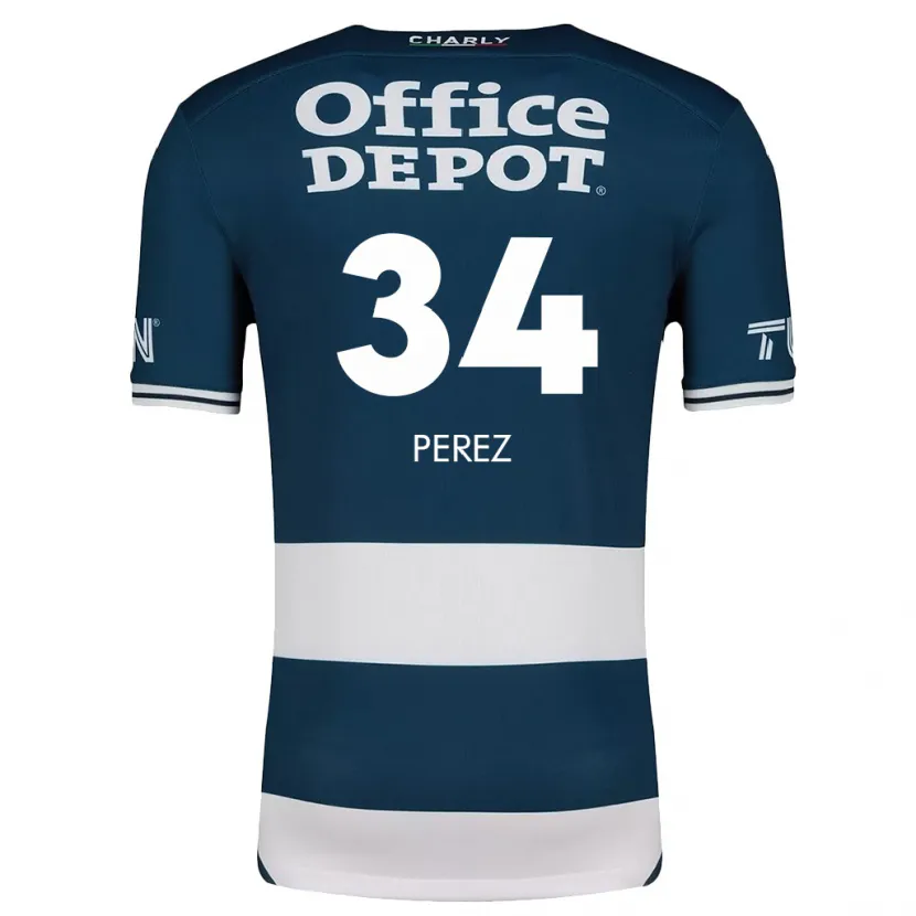 Danxen Enfant Maillot Julio Pérez #34 Bleu Blanc Tenues Domicile 2024/25 T-Shirt