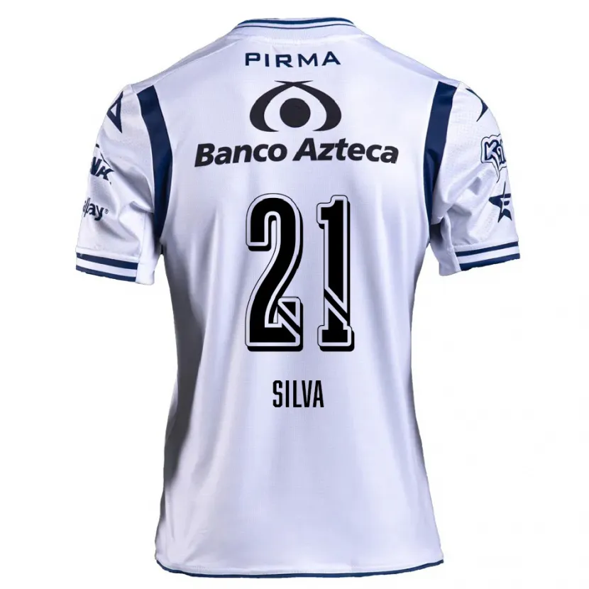 Danxen Enfant Maillot Gastón Silva #21 Blanc Bleu Marine Tenues Domicile 2024/25 T-Shirt