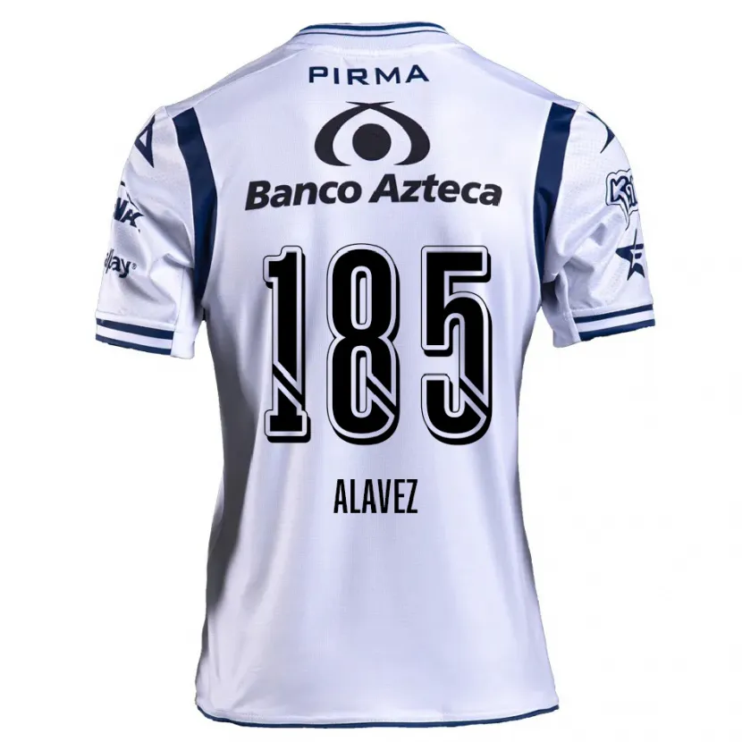 Danxen Enfant Maillot Brian Alavez #185 Blanc Bleu Marine Tenues Domicile 2024/25 T-Shirt