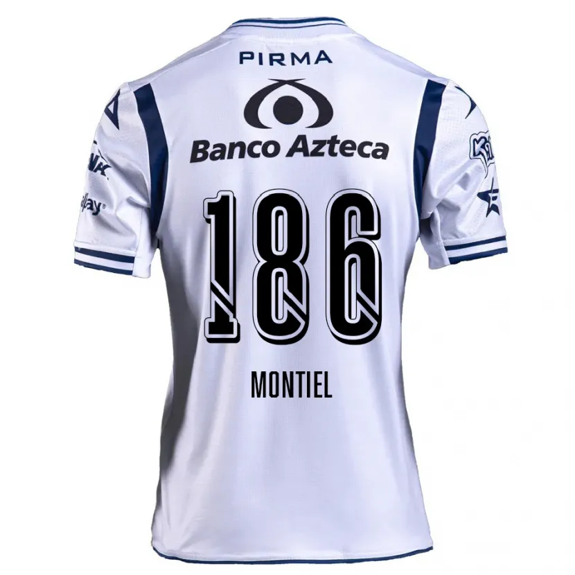 Danxen Enfant Maillot Santiago Montiel #186 Blanc Bleu Marine Tenues Domicile 2024/25 T-Shirt