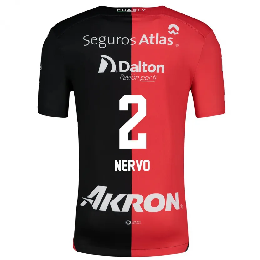 Danxen Enfant Maillot Hugo Nervo #2 Rouge Noir Tenues Domicile 2024/25 T-Shirt