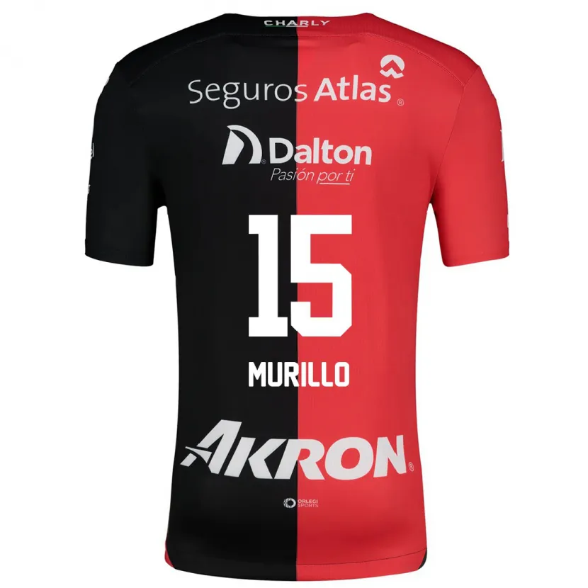 Danxen Enfant Maillot Jhon Murillo #15 Rouge Noir Tenues Domicile 2024/25 T-Shirt