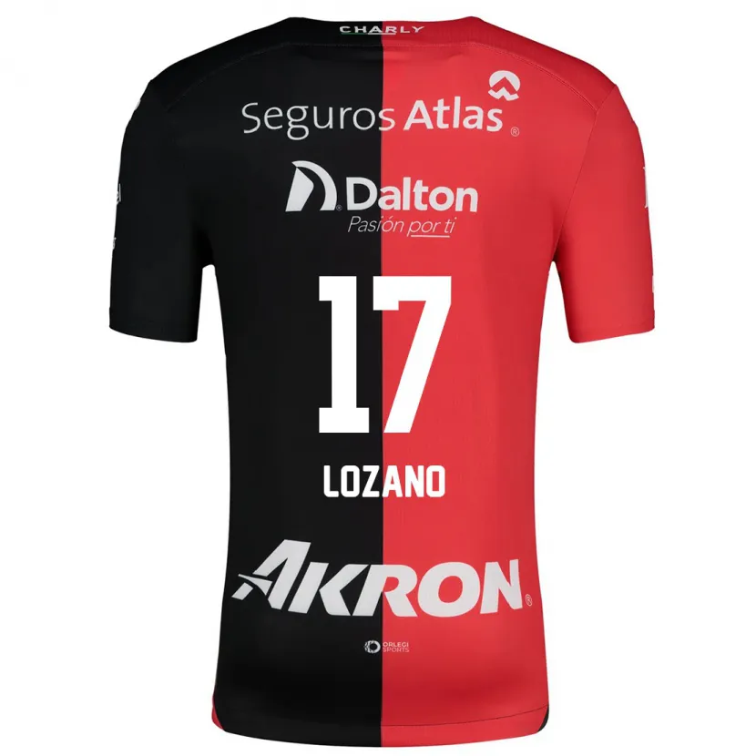 Danxen Enfant Maillot José Lozano #17 Rouge Noir Tenues Domicile 2024/25 T-Shirt