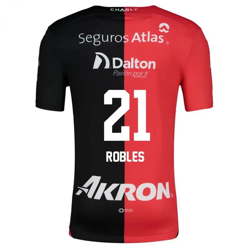 Danxen Enfant Maillot Carlos Robles #21 Rouge Noir Tenues Domicile 2024/25 T-Shirt