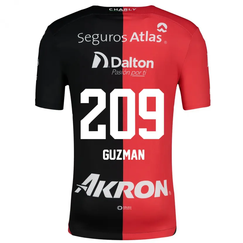 Danxen Enfant Maillot Jorge Guzmán #209 Rouge Noir Tenues Domicile 2024/25 T-Shirt