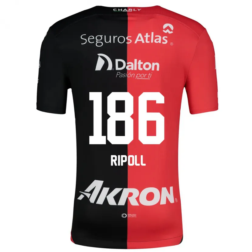 Danxen Enfant Maillot Alonso Ripoll #186 Rouge Noir Tenues Domicile 2024/25 T-Shirt