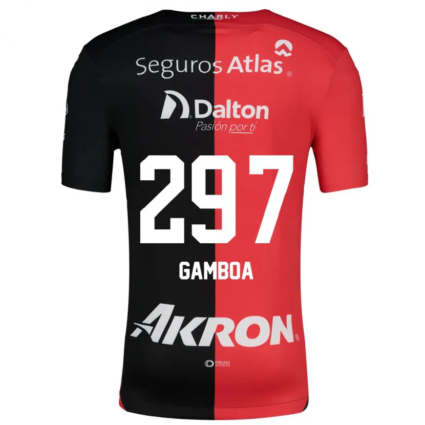 Danxen Enfant Maillot Luis Gamboa #297 Rouge Noir Tenues Domicile 2024/25 T-Shirt