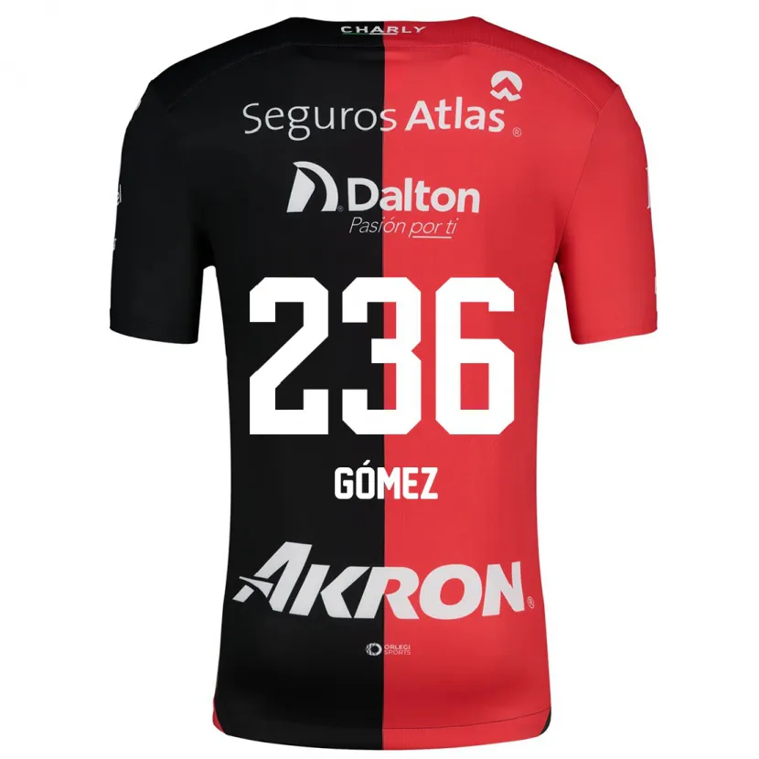 Danxen Enfant Maillot José Gómez #236 Rouge Noir Tenues Domicile 2024/25 T-Shirt