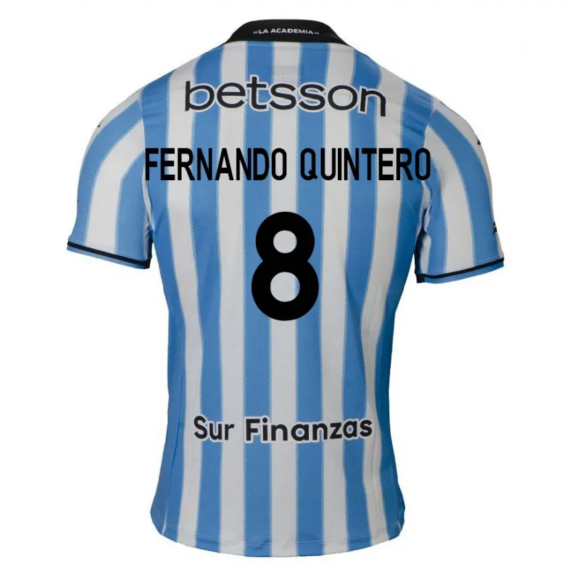 Danxen Enfant Maillot Juan Fernando Quintero #8 Bleu Blanc Noir Tenues Domicile 2024/25 T-Shirt