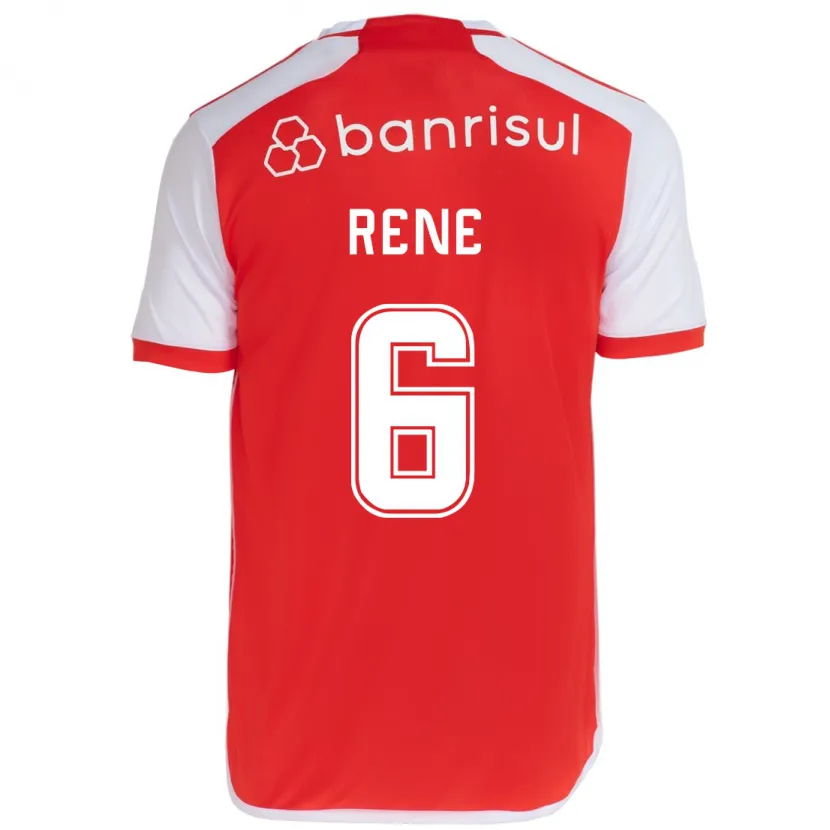 Danxen Enfant Maillot Renê #6 Rouge Blanc Tenues Domicile 2024/25 T-Shirt