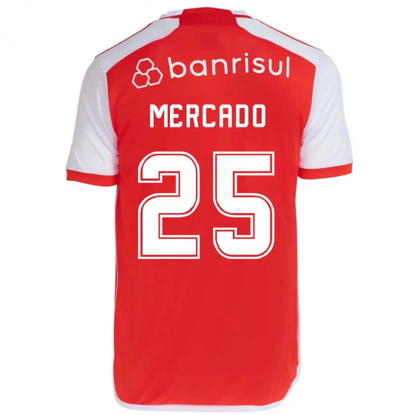 Danxen Enfant Maillot Gabriel Mercado #25 Rouge Blanc Tenues Domicile 2024/25 T-Shirt