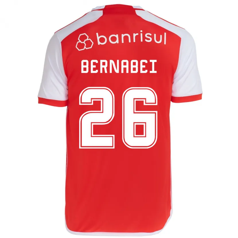 Danxen Enfant Maillot Alexandro Bernabéi #26 Rouge Blanc Tenues Domicile 2024/25 T-Shirt