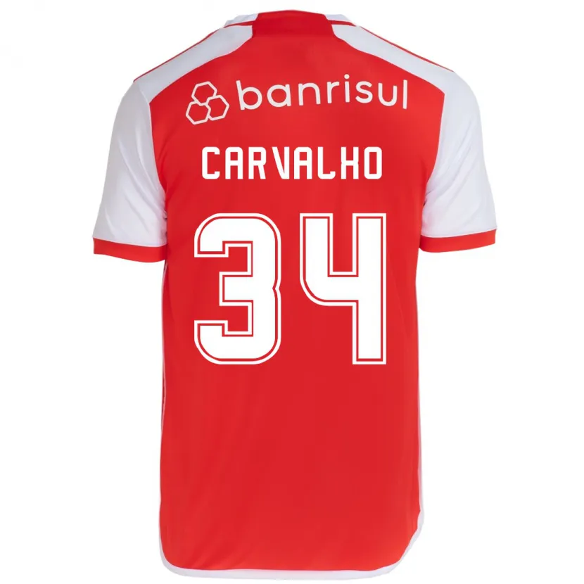 Danxen Enfant Maillot Gabriel Carvalho #34 Rouge Blanc Tenues Domicile 2024/25 T-Shirt