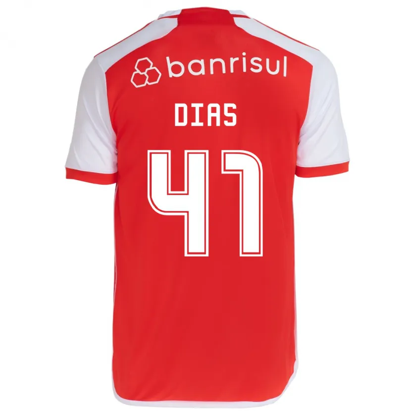 Danxen Enfant Maillot Matheus Dias #41 Rouge Blanc Tenues Domicile 2024/25 T-Shirt