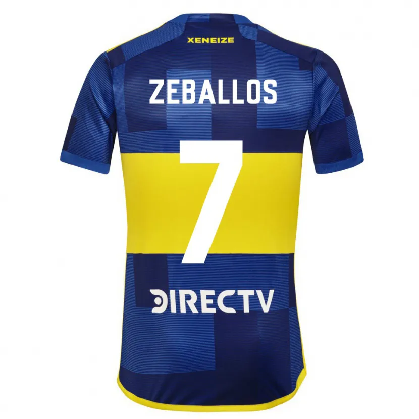 Danxen Enfant Maillot Exequiel Zeballos #7 Bleu Jaune Tenues Domicile 2024/25 T-Shirt