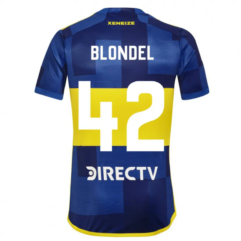 Danxen Enfant Maillot Lucas Blondel #42 Bleu Jaune Tenues Domicile 2024/25 T-Shirt