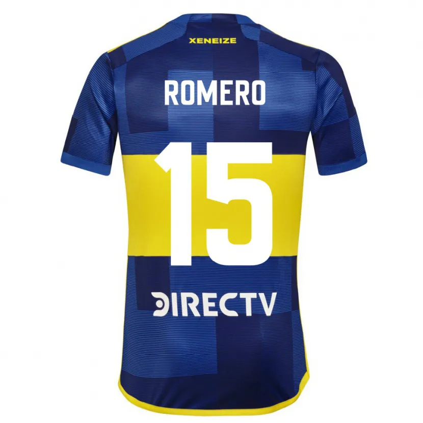 Danxen Enfant Maillot Alejo Romero #15 Bleu Jaune Tenues Domicile 2024/25 T-Shirt