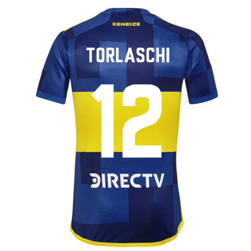 Danxen Enfant Maillot Lucas Torlaschi #12 Bleu Jaune Tenues Domicile 2024/25 T-Shirt