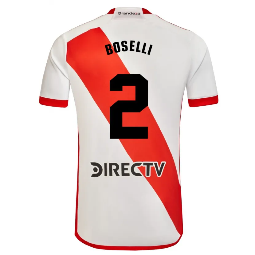 Danxen Enfant Maillot Sebastián Boselli #2 Blanc Rouge Tenues Domicile 2024/25 T-Shirt