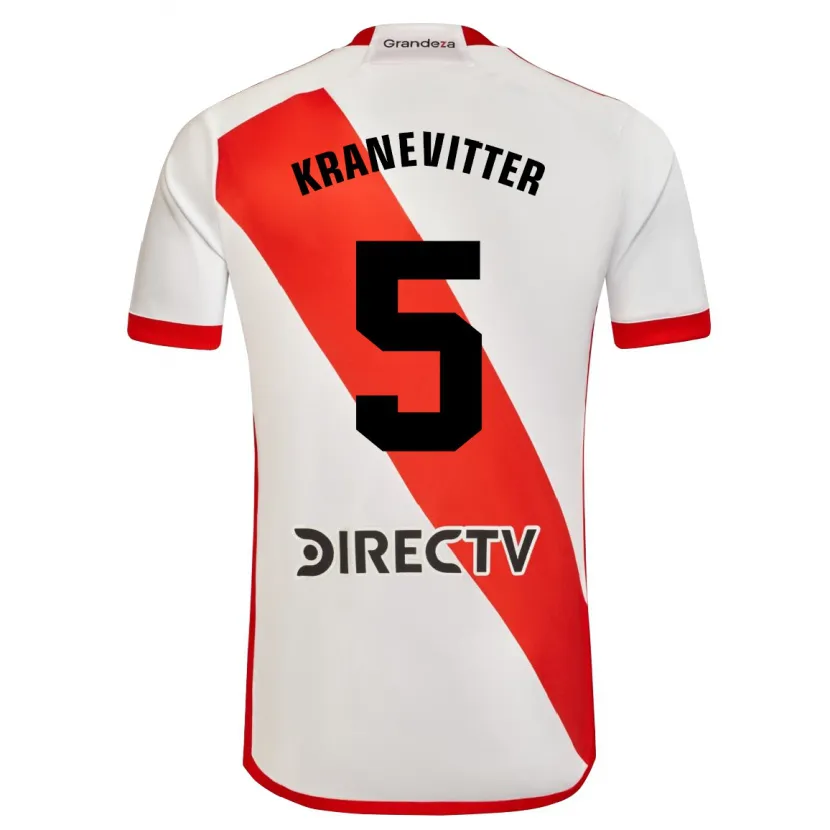 Danxen Enfant Maillot Matías Kranevitter #5 Blanc Rouge Tenues Domicile 2024/25 T-Shirt