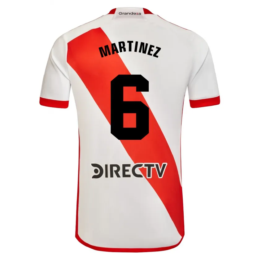 Danxen Enfant Maillot David Martínez #6 Blanc Rouge Tenues Domicile 2024/25 T-Shirt