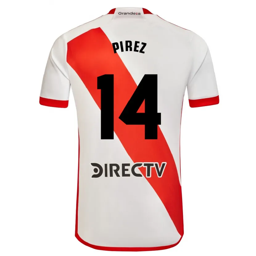 Danxen Enfant Maillot Leandro González Pírez #14 Blanc Rouge Tenues Domicile 2024/25 T-Shirt