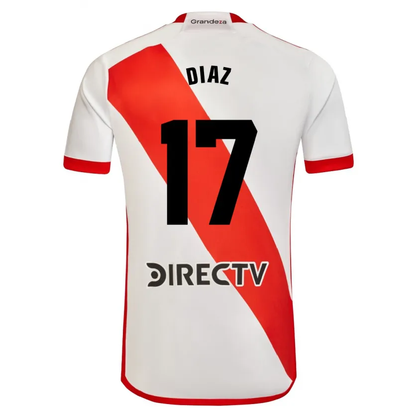 Danxen Enfant Maillot Paulo Díaz #17 Blanc Rouge Tenues Domicile 2024/25 T-Shirt