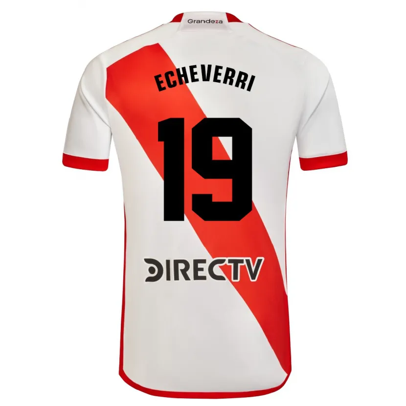 Danxen Enfant Maillot Claudio Echeverri #19 Blanc Rouge Tenues Domicile 2024/25 T-Shirt