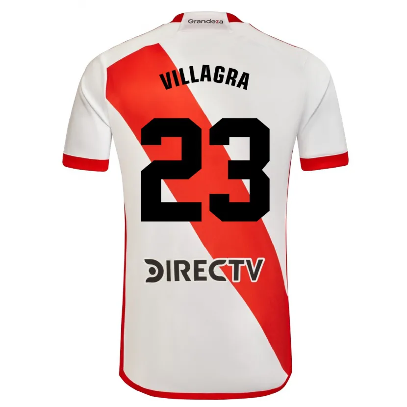 Danxen Enfant Maillot Rodrigo Villagra #23 Blanc Rouge Tenues Domicile 2024/25 T-Shirt