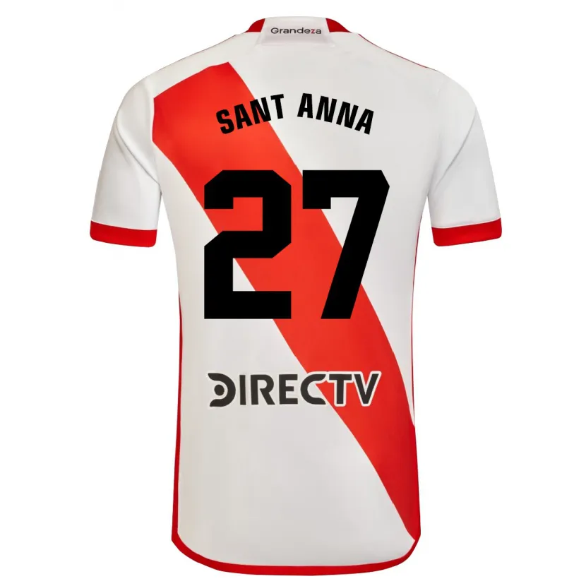 Danxen Enfant Maillot Agustín Sant Anna #27 Blanc Rouge Tenues Domicile 2024/25 T-Shirt