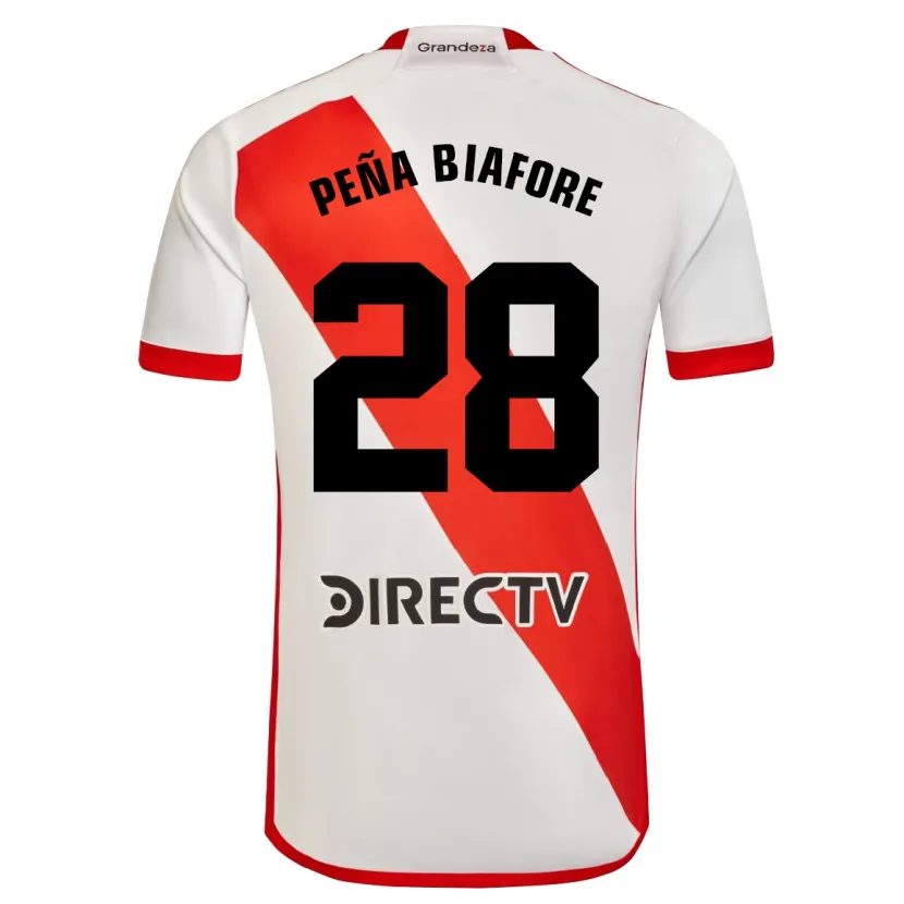 Danxen Enfant Maillot Felipe Peña Biafore #28 Blanc Rouge Tenues Domicile 2024/25 T-Shirt