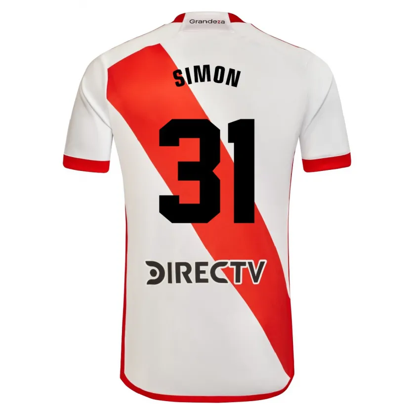 Danxen Enfant Maillot Santiago Simón #31 Blanc Rouge Tenues Domicile 2024/25 T-Shirt