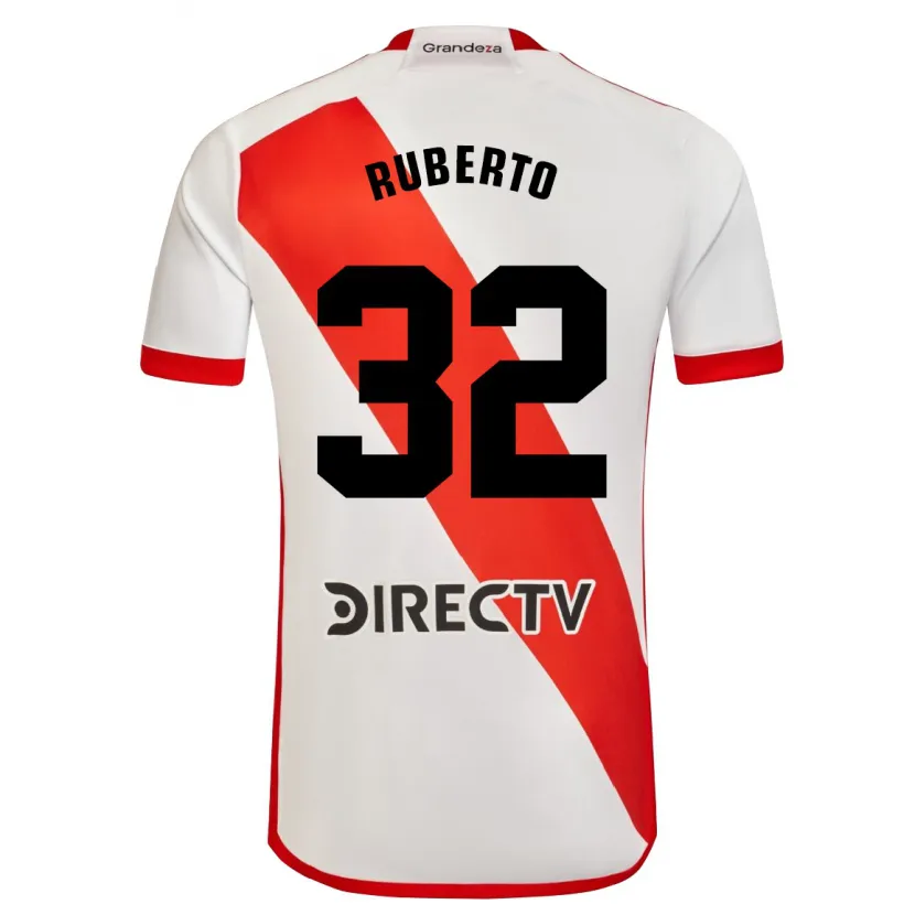 Danxen Enfant Maillot Agustín Ruberto #32 Blanc Rouge Tenues Domicile 2024/25 T-Shirt