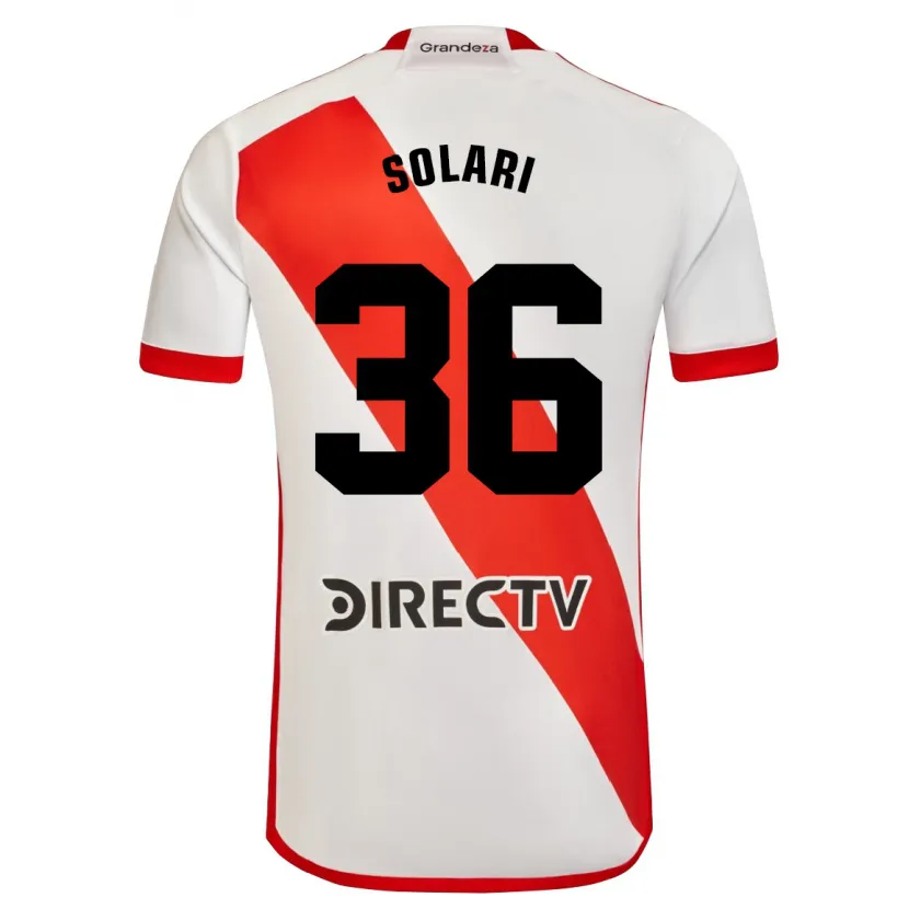 Danxen Enfant Maillot Pablo Solari #36 Blanc Rouge Tenues Domicile 2024/25 T-Shirt