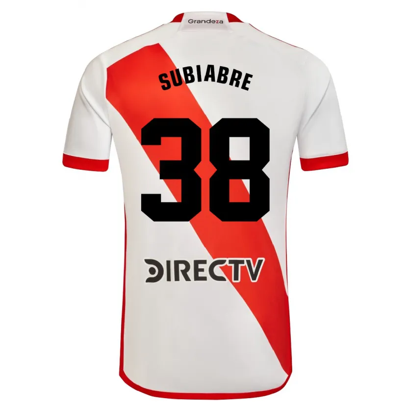 Danxen Enfant Maillot Ian Subiabre #38 Blanc Rouge Tenues Domicile 2024/25 T-Shirt