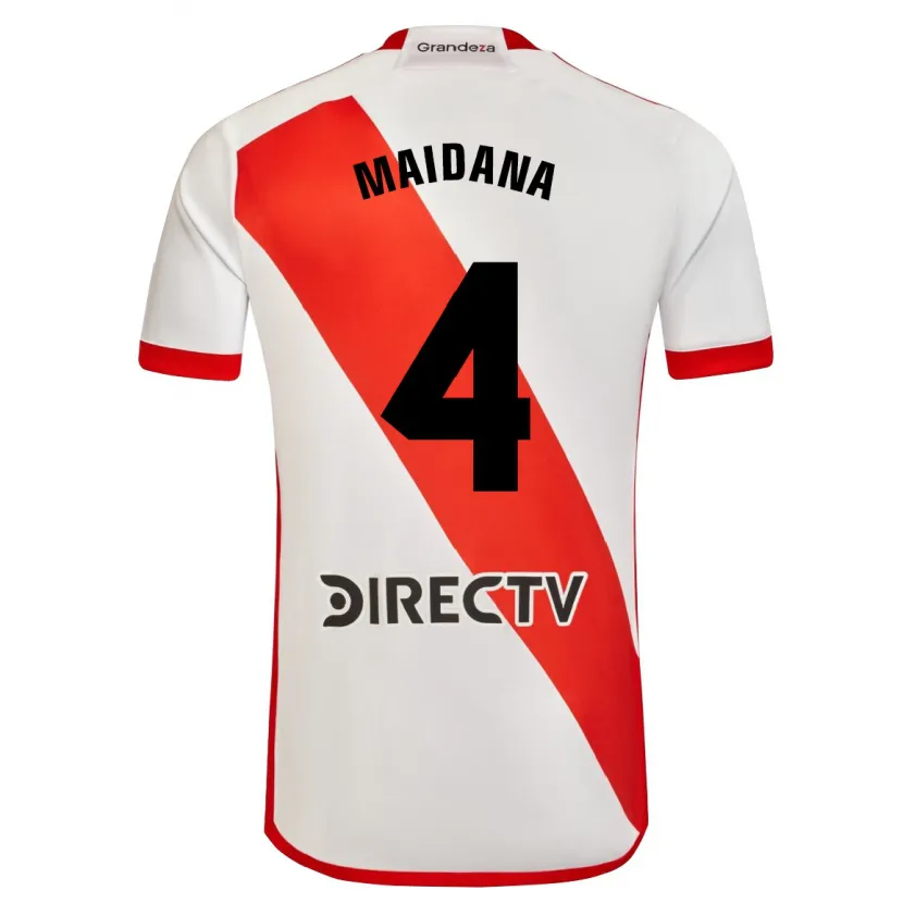 Danxen Enfant Maillot Jonatan Maidana #4 Blanc Rouge Tenues Domicile 2024/25 T-Shirt